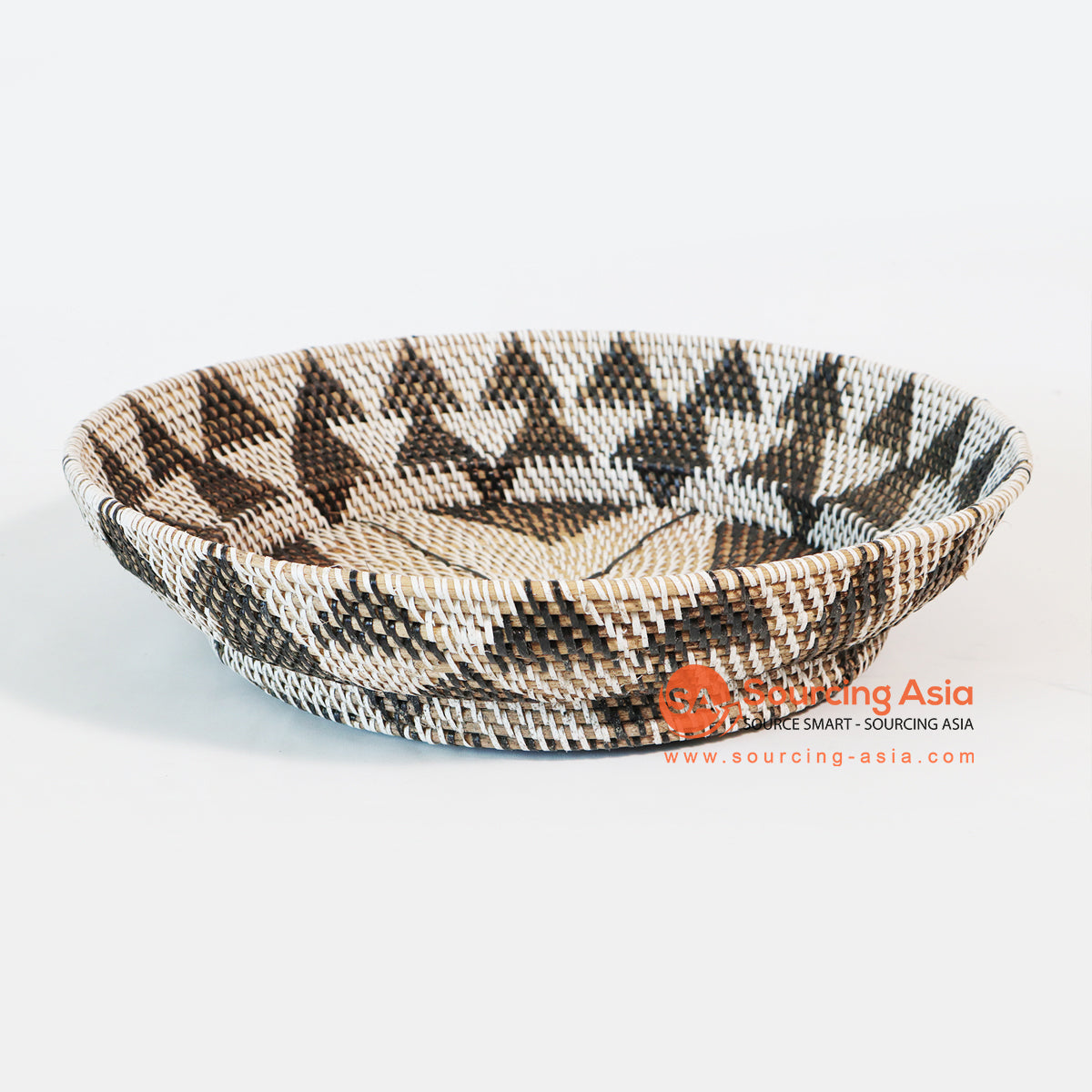 MTIC008 DARK BROWN AND NATURAL WOVEN RATTAN TRAY