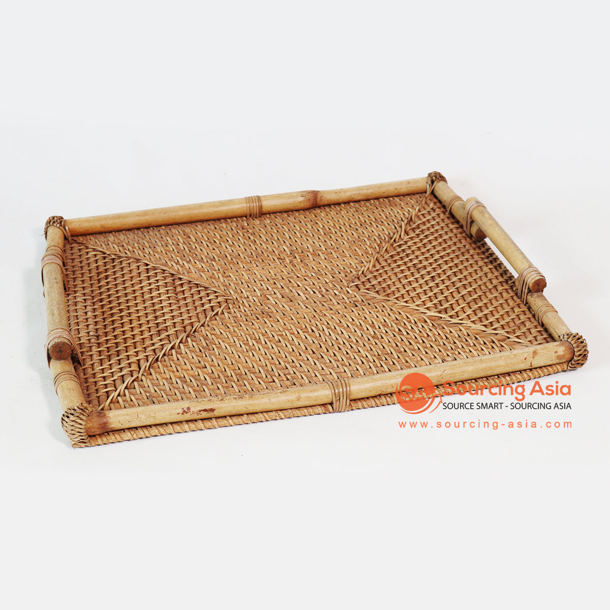 MTIC025 NATURAL WOVEN RATTAN RECTANGULAR TRAY WITH EDGES