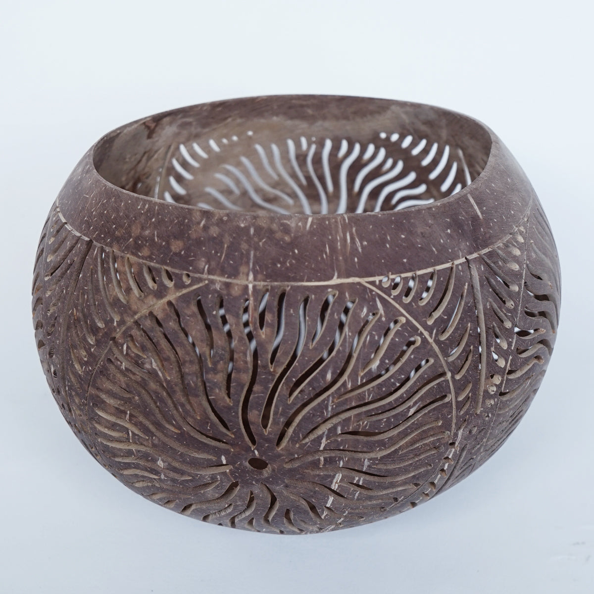 MULC014 NATURAL OLD COCONUT SHELL CARVED BOWL