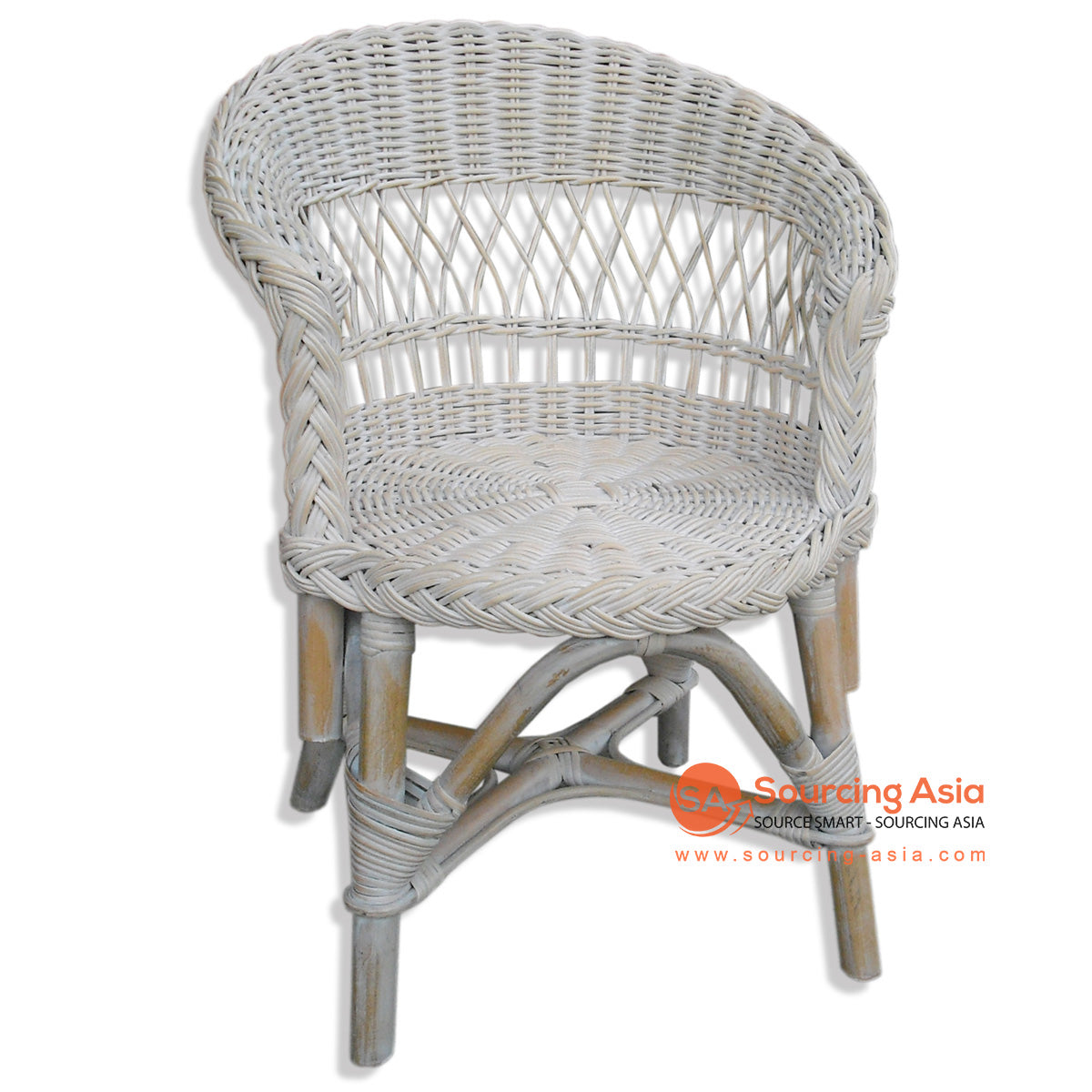 MUR002 WHITE WASH RATTAN CASUAL TEDDY CHAIR