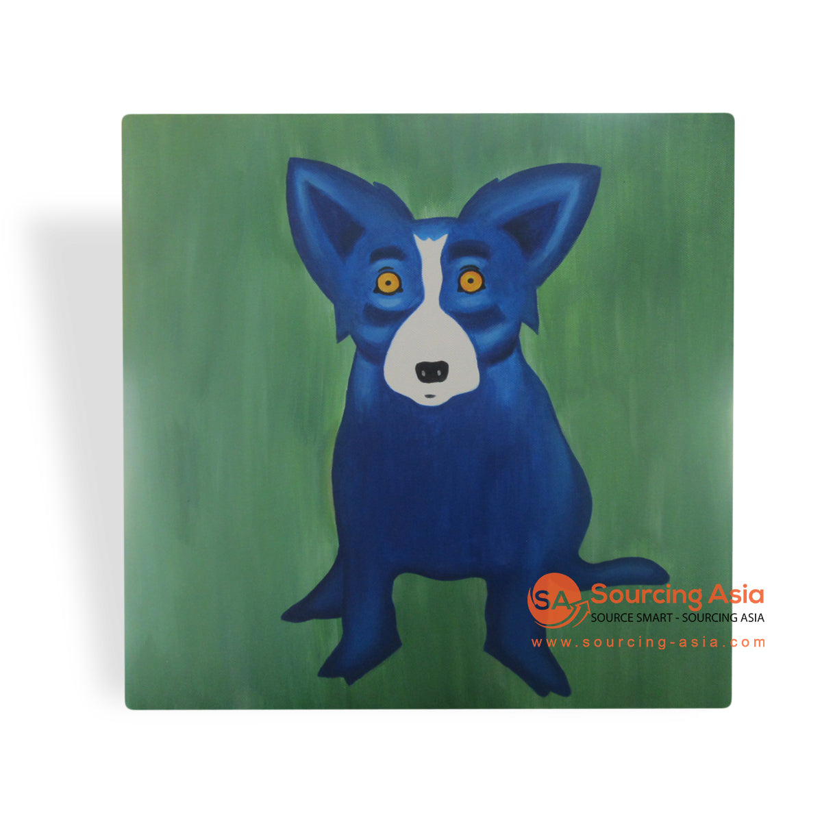 MYS026-8 BLUE DOG WITH YELLOW EYES PAINTING