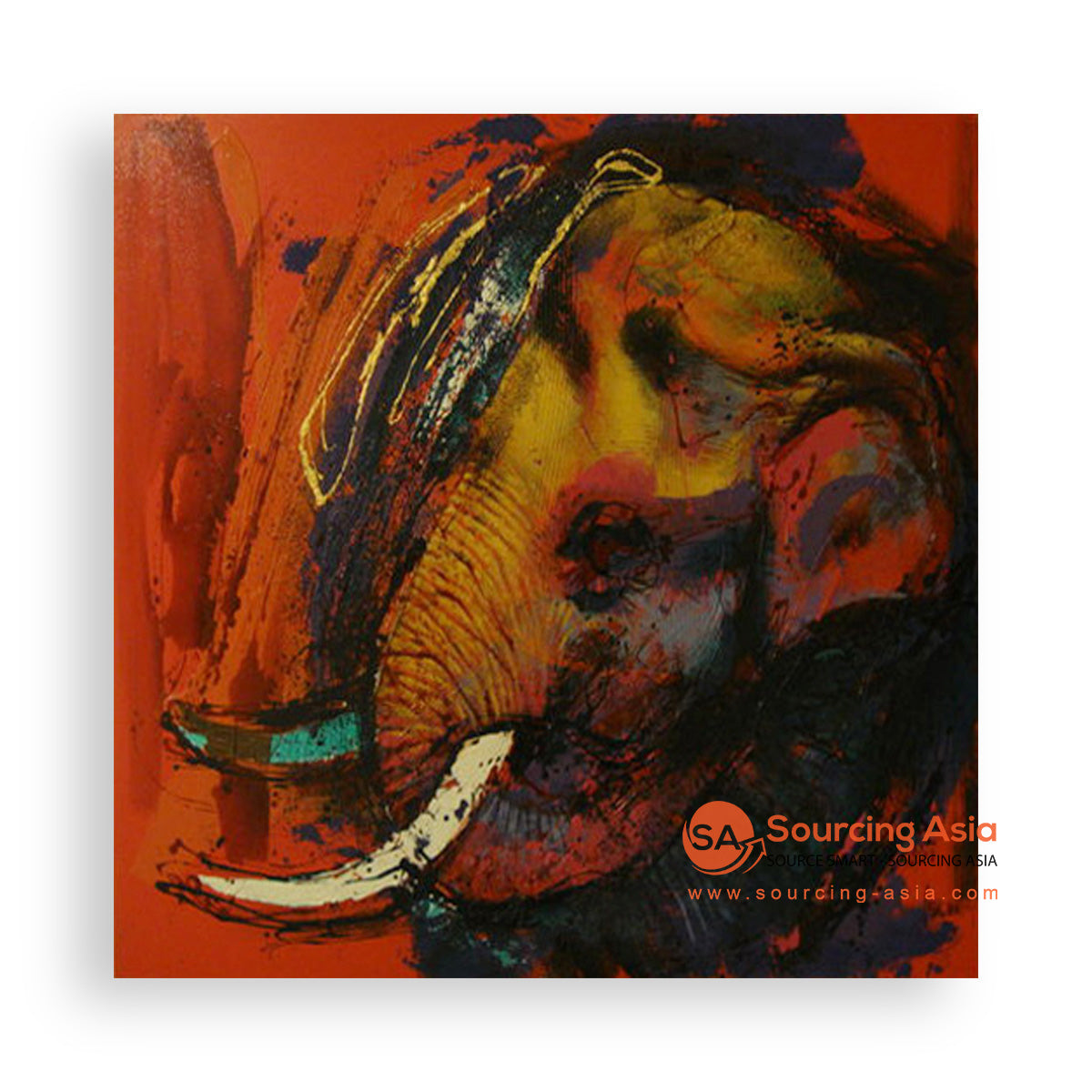 MYS153 RED ELEPHANT PAINTING