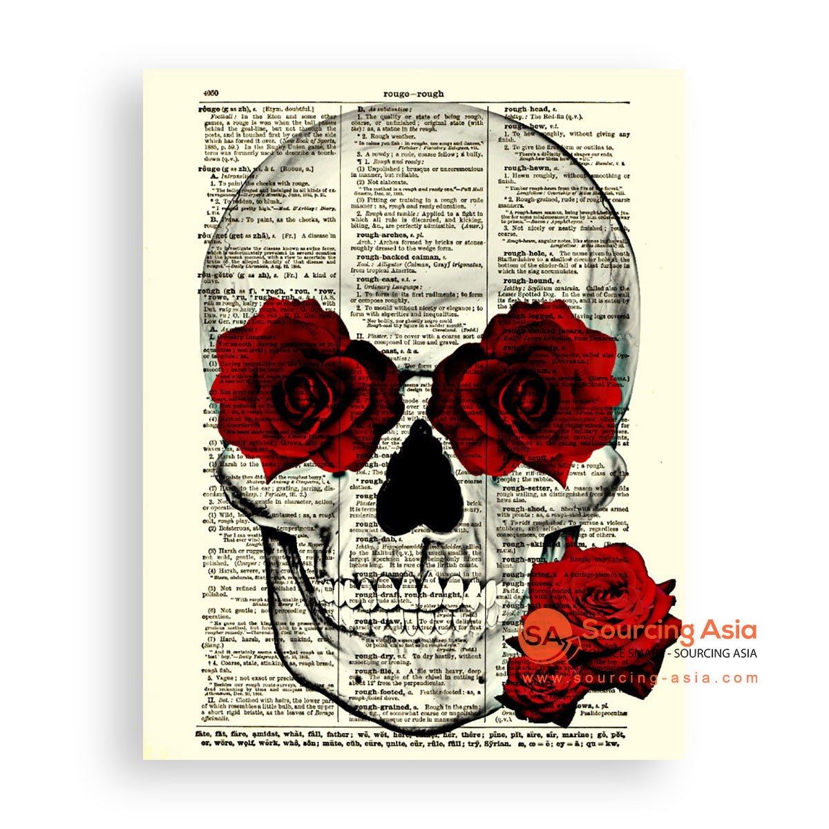MYS168 SKULL AND ROSES PAINTING