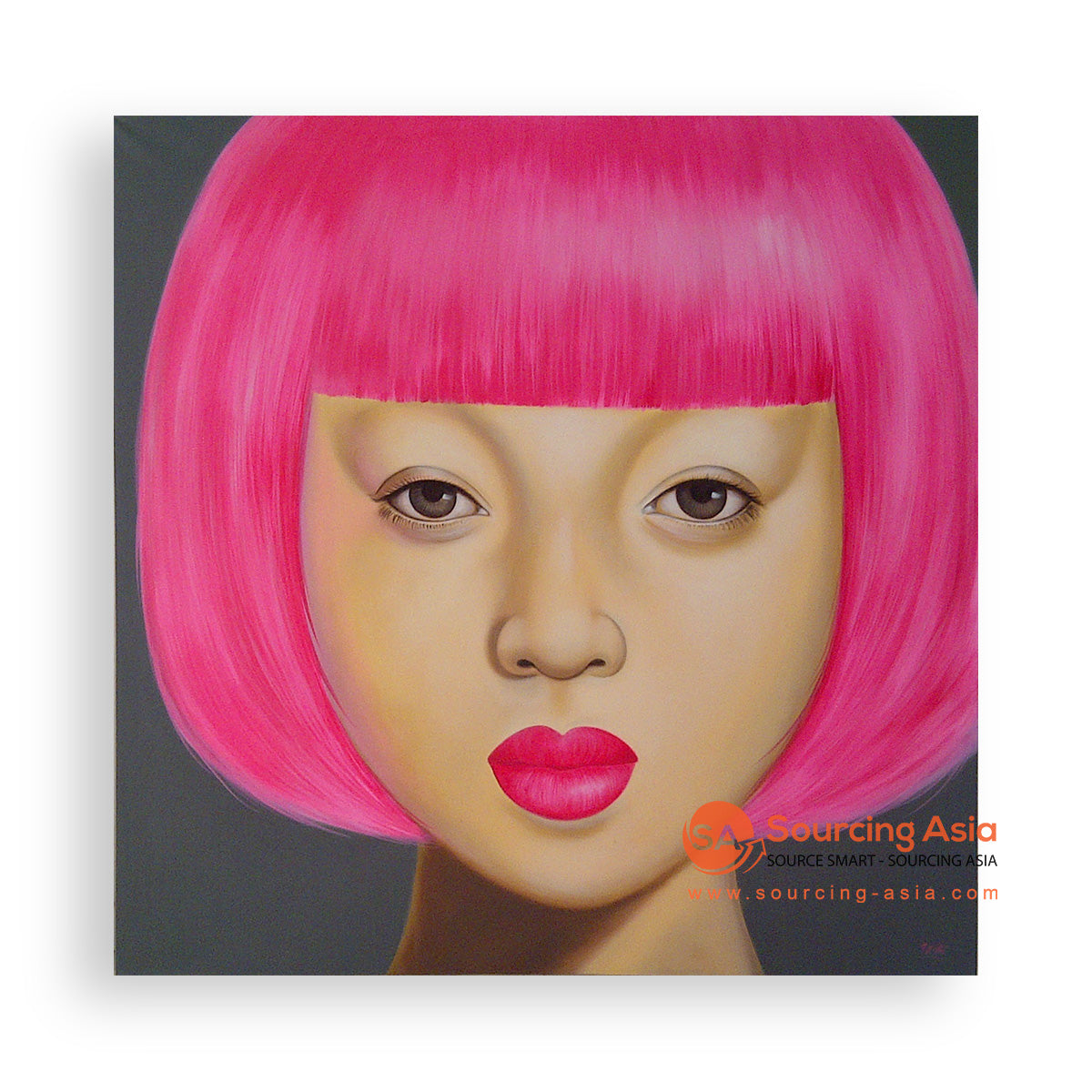MYS301 PINK SHORT HAIRED WOMAN PAINTING