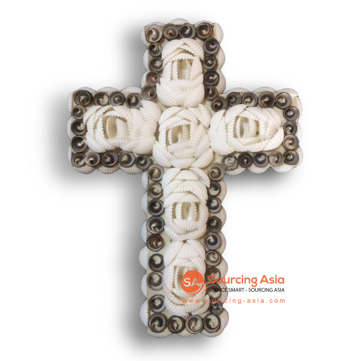 NST004 WHITE AND BLACK SHELL CROSS HANGING WALL DECORATION