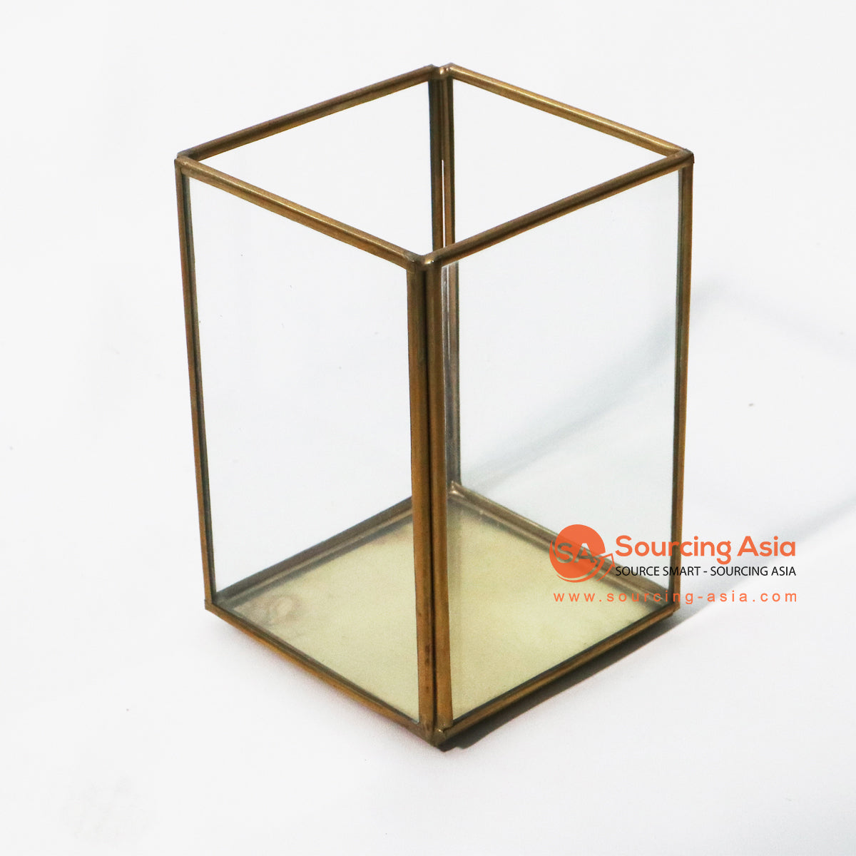 ODE040-1 BRONZE IRON SQUARE CANDLE HOLDER