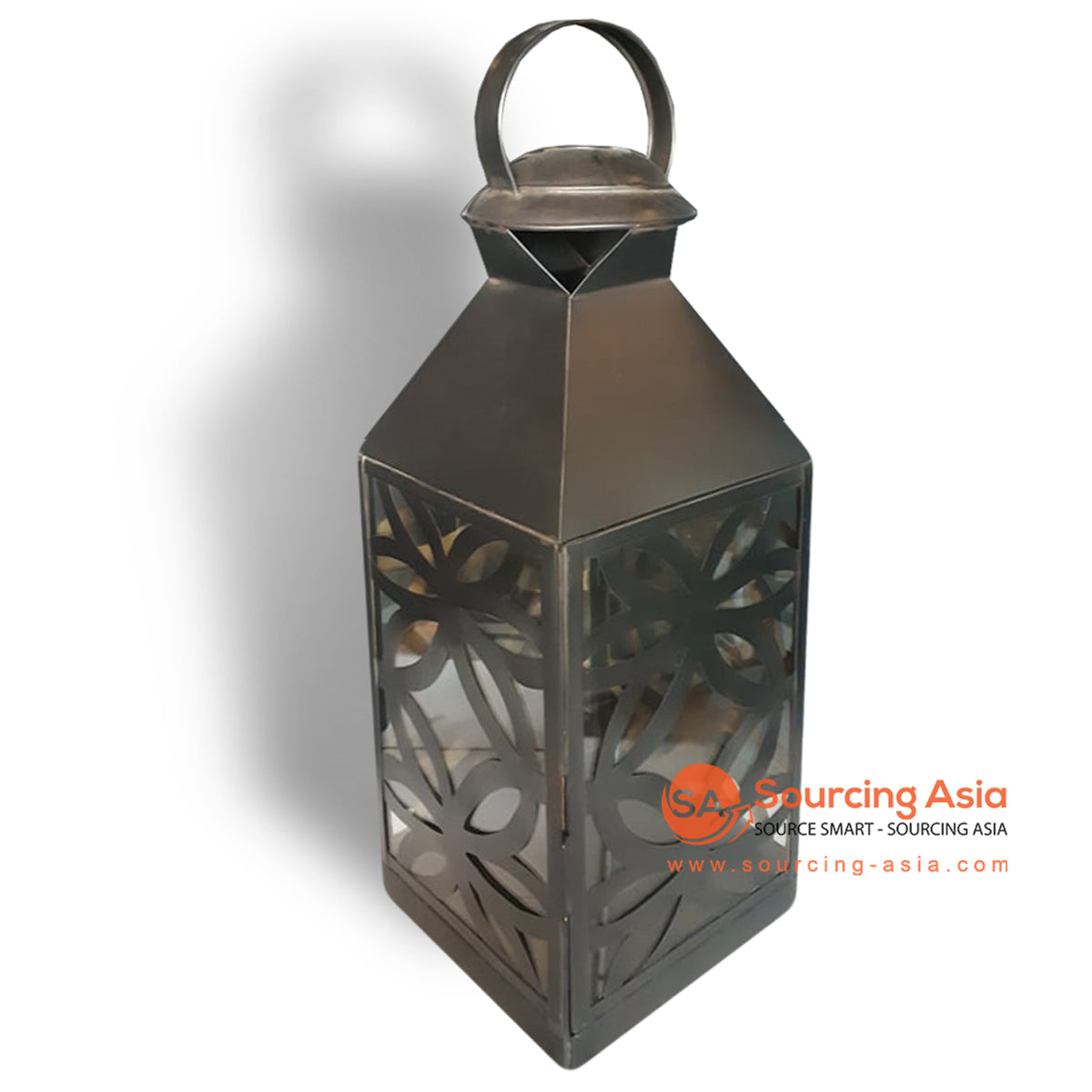 ODE043 BLACK COPPER CLASSIC CARVED LANTERN LAMP HOLDER