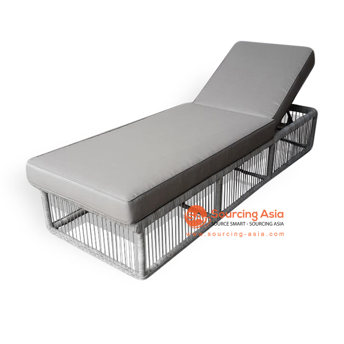 OPH001 WHITE SYNTHETIC RATTAN SUNLOUNGER WITHOUT CUSHION