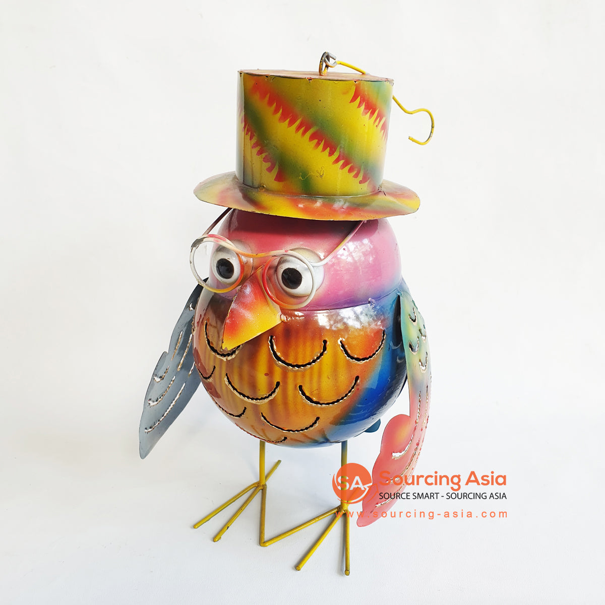 PEBC048 MULTICOLOR METAL OWL DECORATION WITH HAT