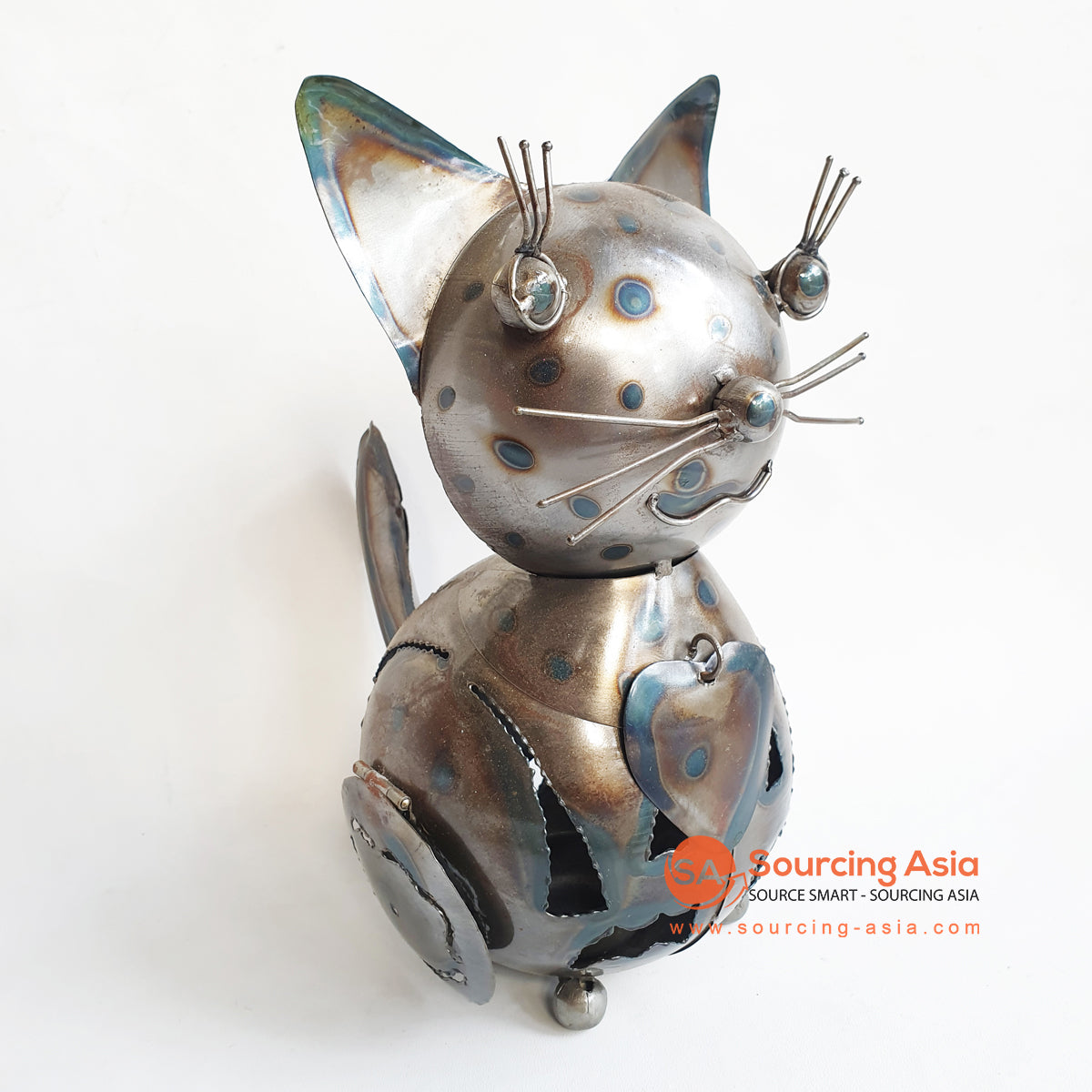 PEBC060 GREY METAL CAT DECORATION