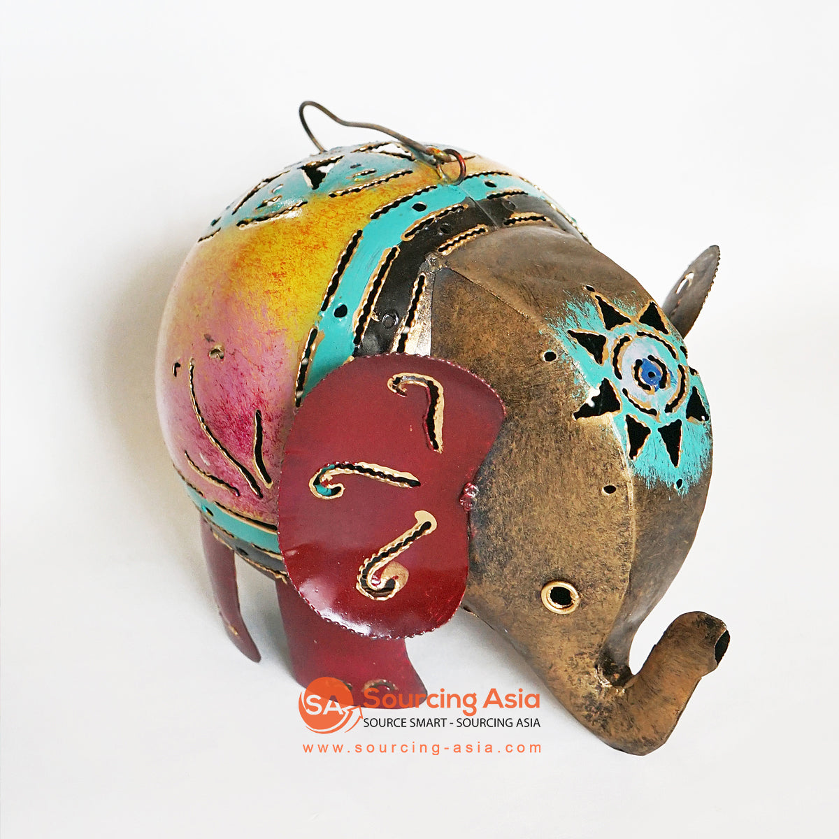 PEBC133 HAND PAINTED METAL ELEPHANT DECORATION