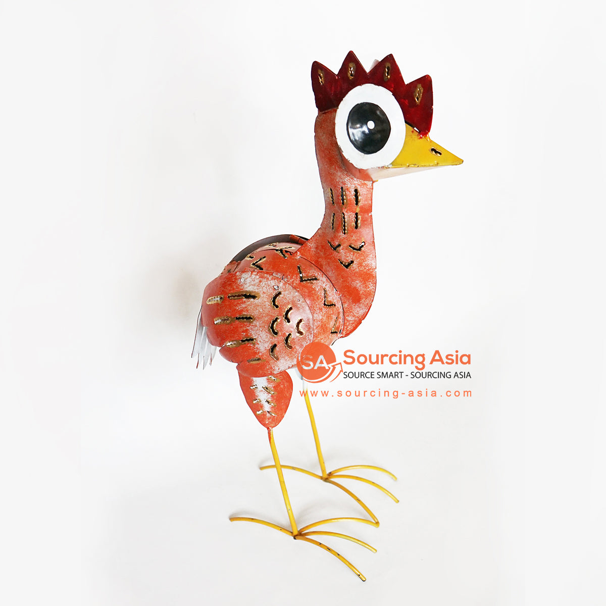 PEBC136 HAND PAINTED ORANGE METAL TURKEY DECORATION