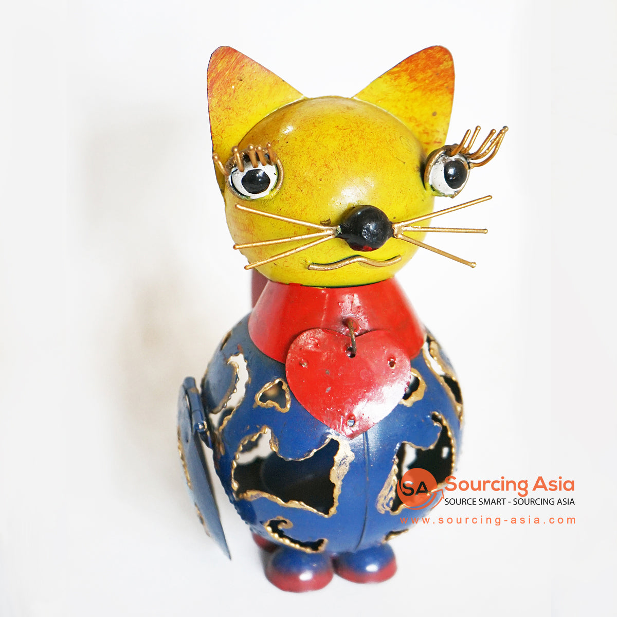 PEBC138 HAND PAINTED METAL CAT DECORATION