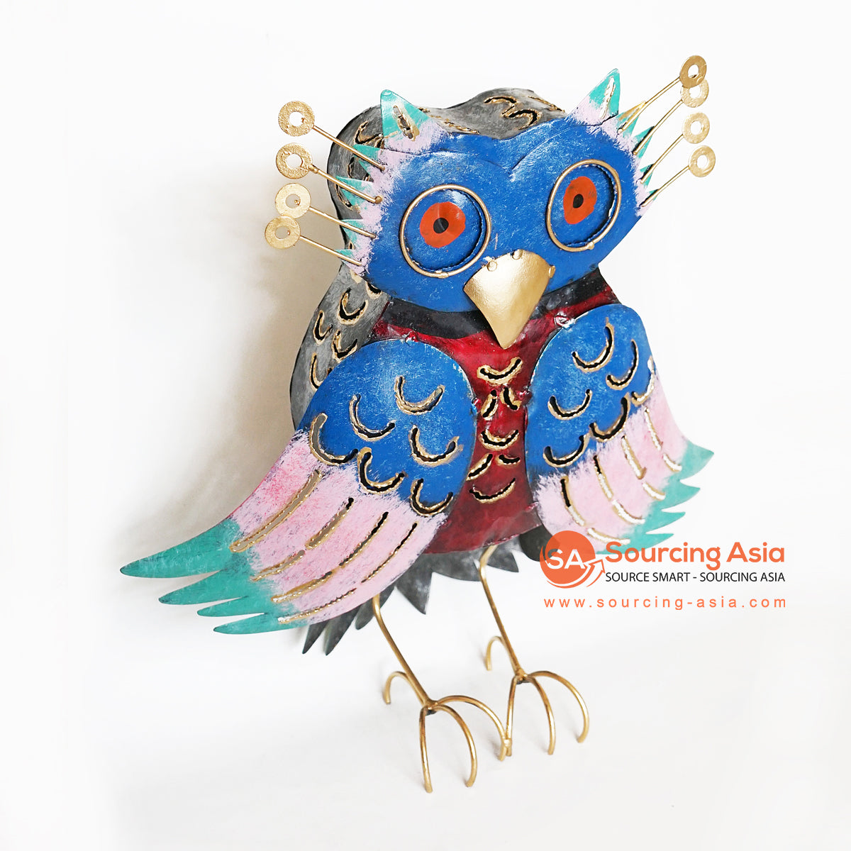 PEBC139 HAND PAINTED METAL OWL DECORATION