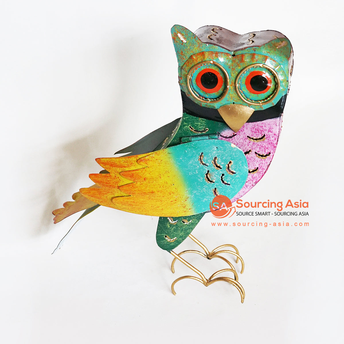 PEBC145 HAND PAINTED METAL OWL DECORATION