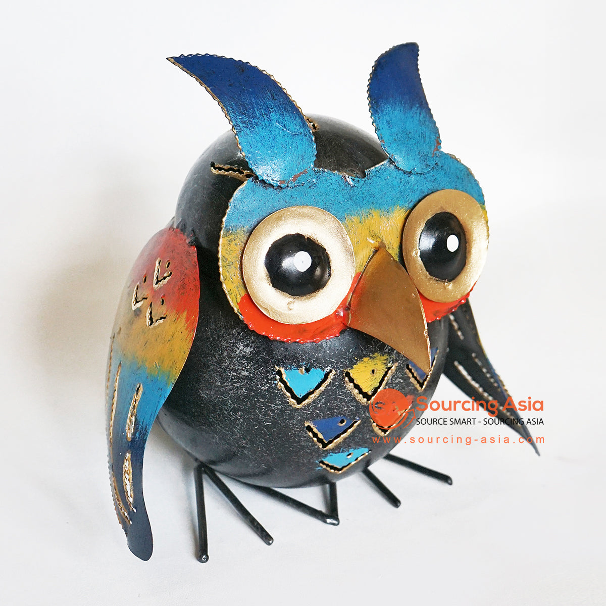 PEBC146 HAND PAINTED METAL OWL DECORATION