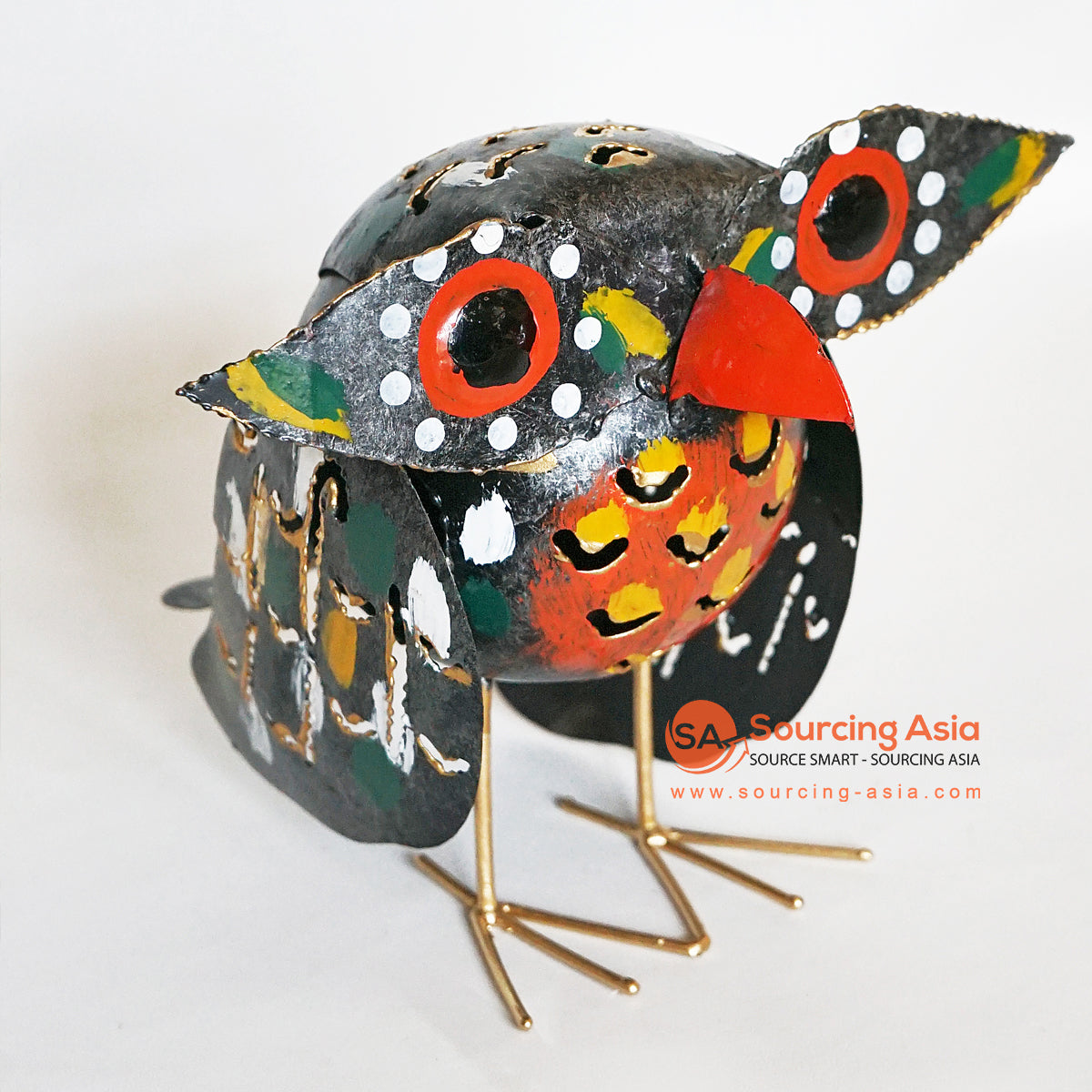 PEBC148 HAND PAINTED METAL OWL DECORATION