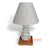 PLB003 TEAK WOOD AND RIVER PEBBLE TABLE LAMP WITH LAMP SHADE