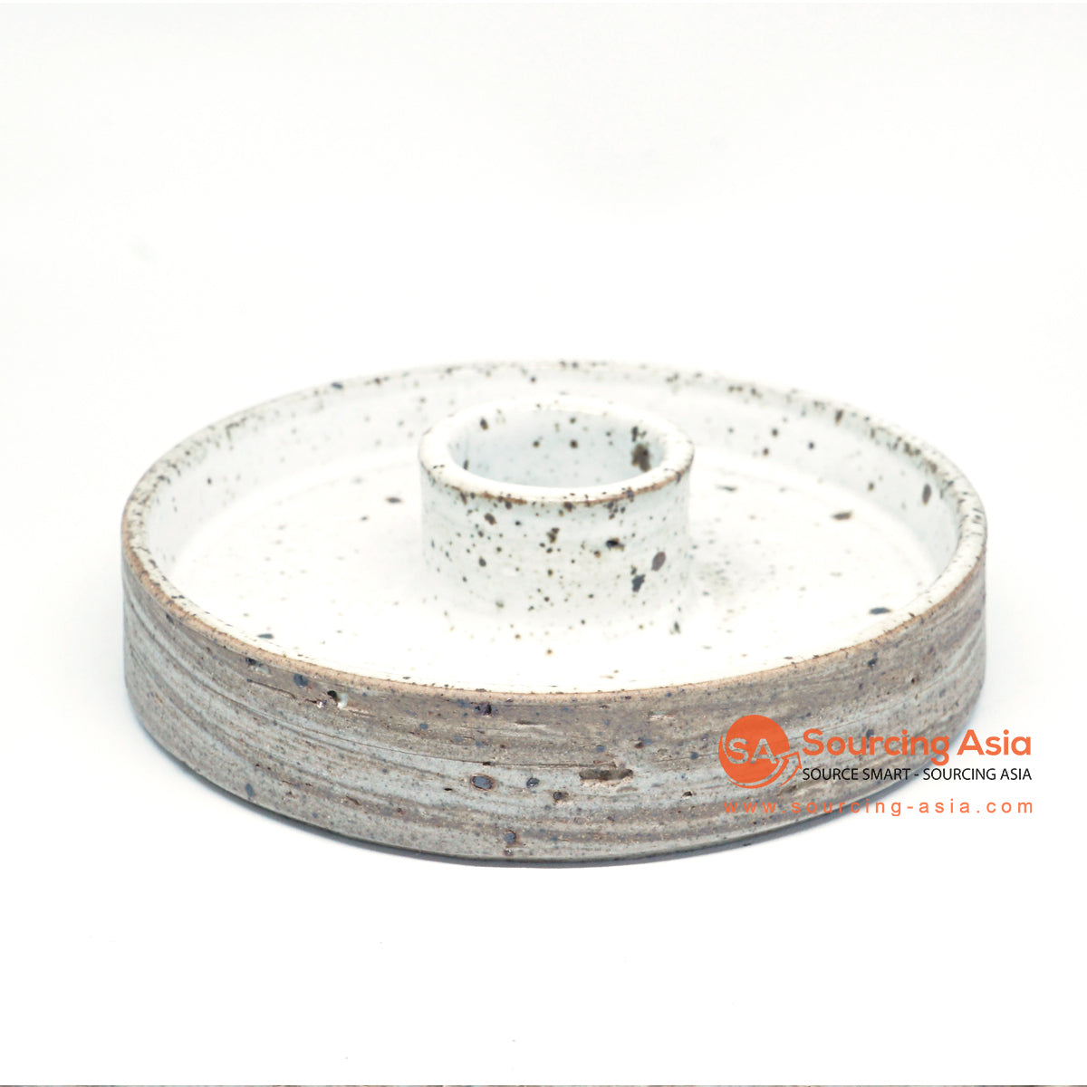 PNJ047 WHITE OPAX MIX MATERIALS CERAMIC CANDLE HOLDER WITH SPECKLES