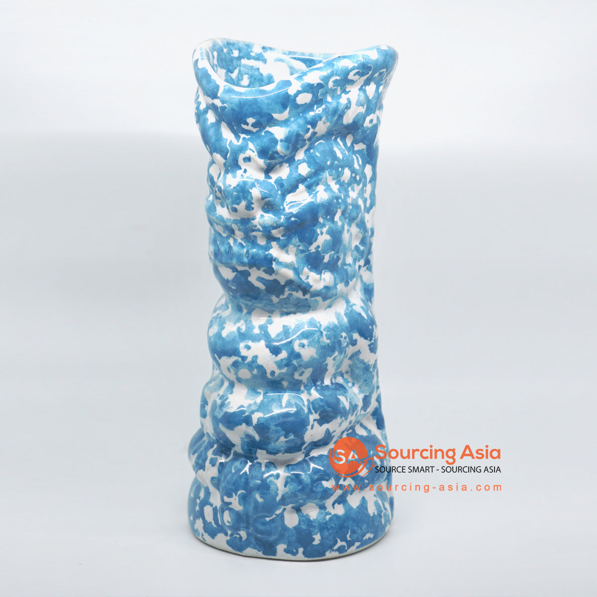 PNJ074 TURQUOISE SPOTTED HANDMADE CERAMIC ABSTRACT VASE