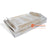RATS023 SET OF THREE WHITE WASH BAMBOO TRAYS WITH HANDLE