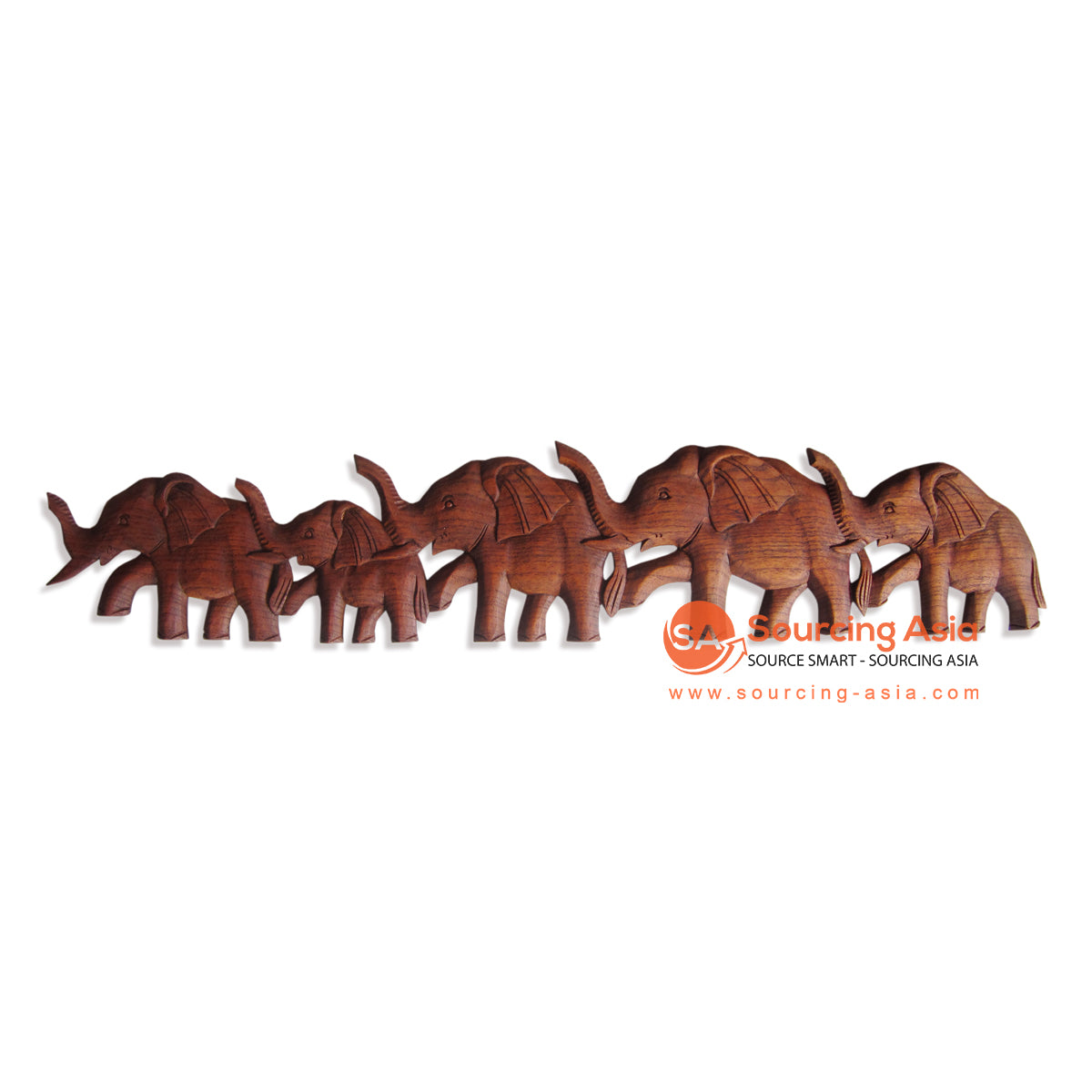 RGL002-100 NATURAL WOODEN ELEPHANTS CARVED PANEL
