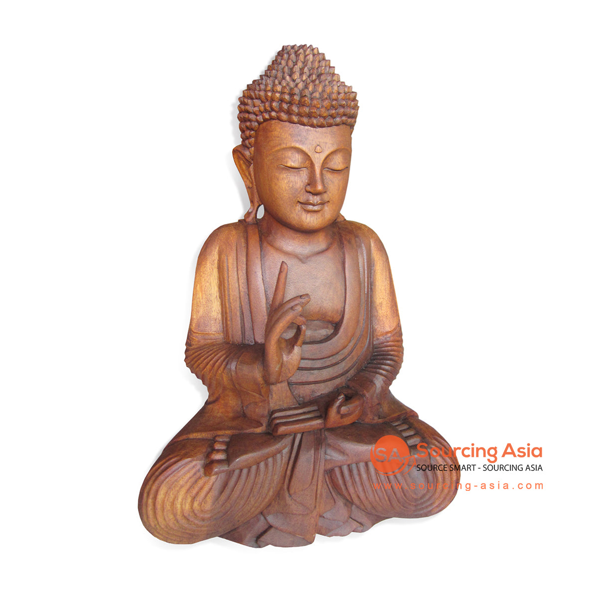 RGL003-50 WOODEN SITTING BUDDHA MUDRA HANDS STATUE