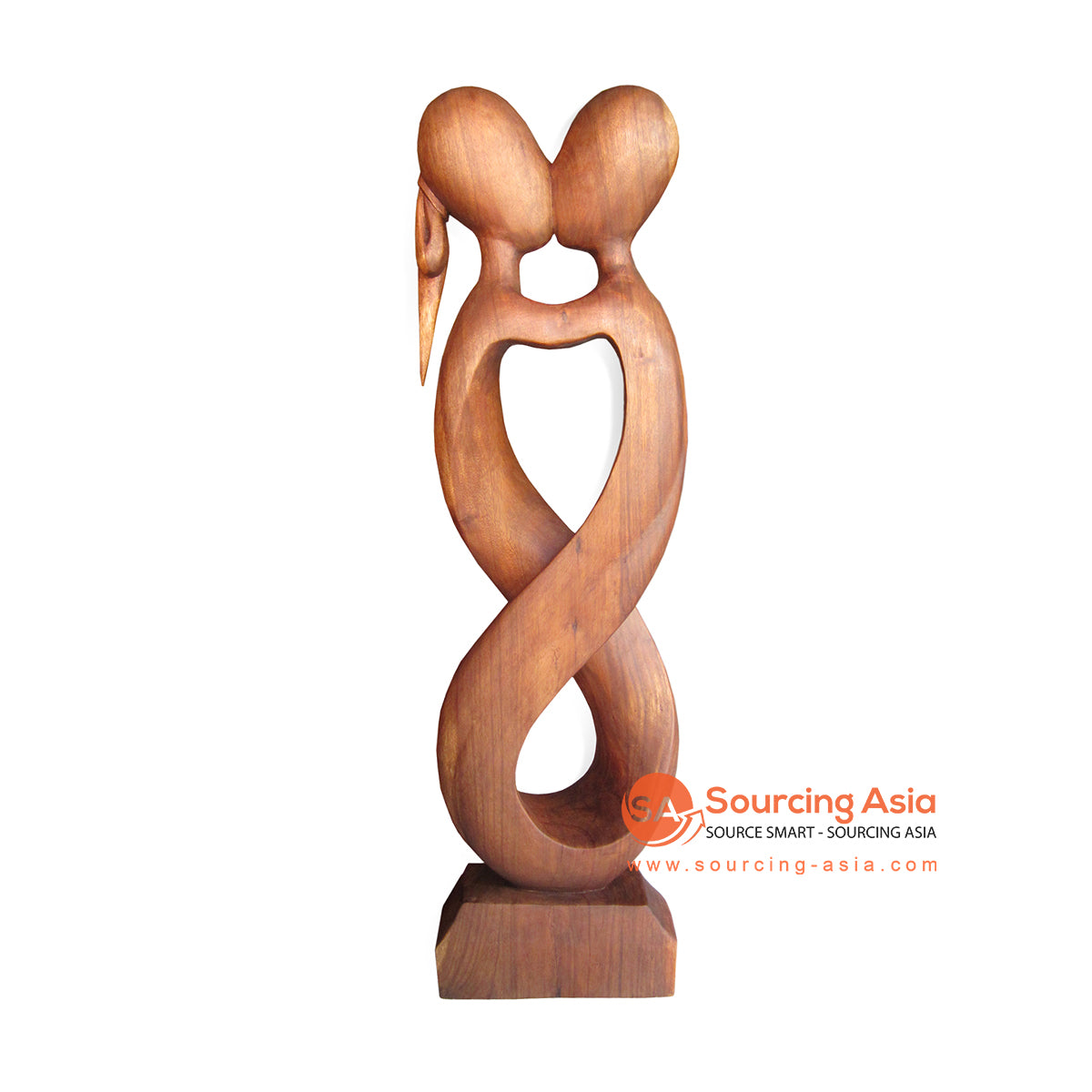 RGL013-100 BROWN WOODEN ABSTRACT KISSING COUPLE
