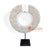 ROB005 WHITE SHELL PAPUA TRIBAL STYLE DISC ON STAND DECORATION