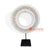 ROB006 WHITE SHELL PAPUA TRIBAL STYLE DISC ON STAND DECORATION