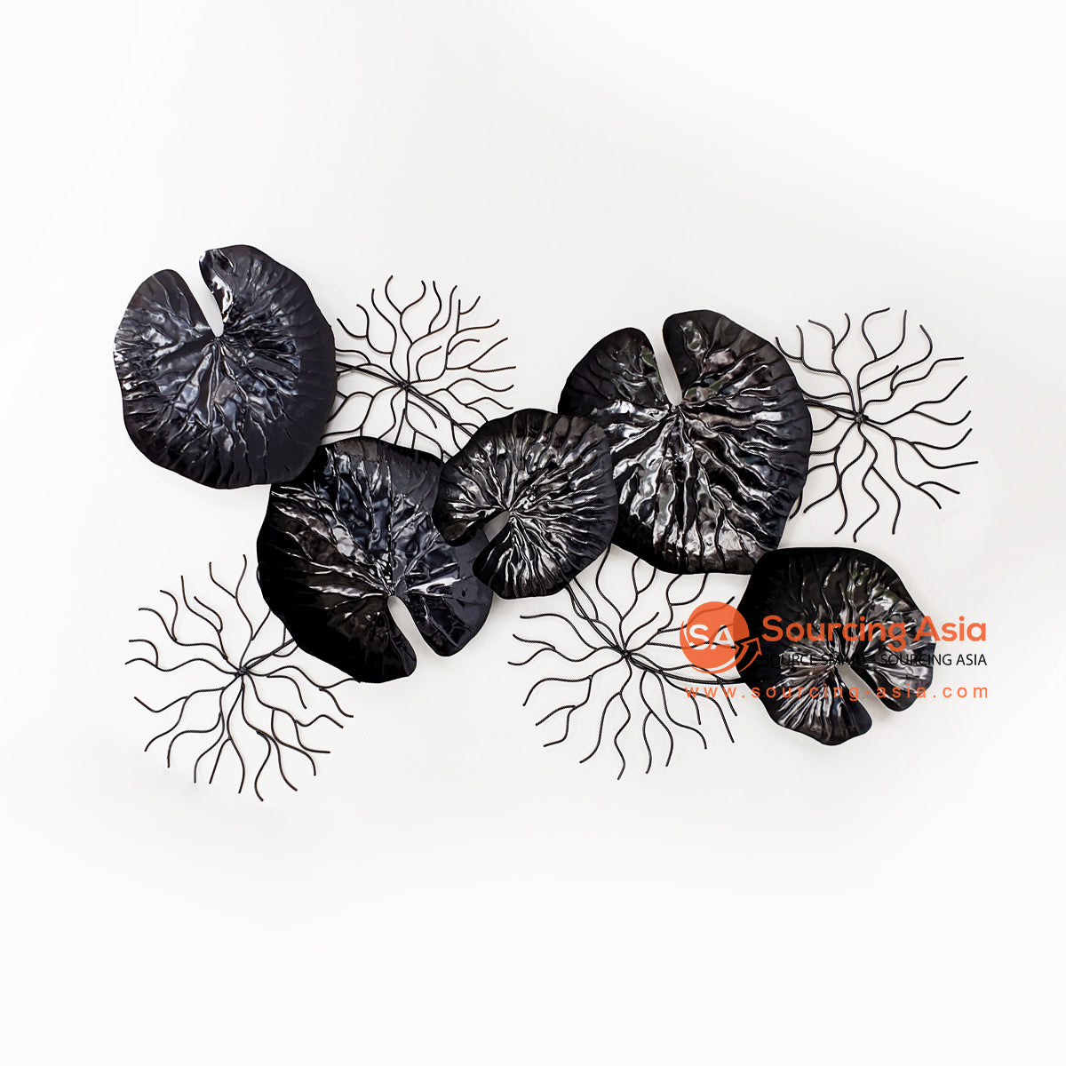 SARSH009 BLACK METAL LOTUS WALL DECORATION