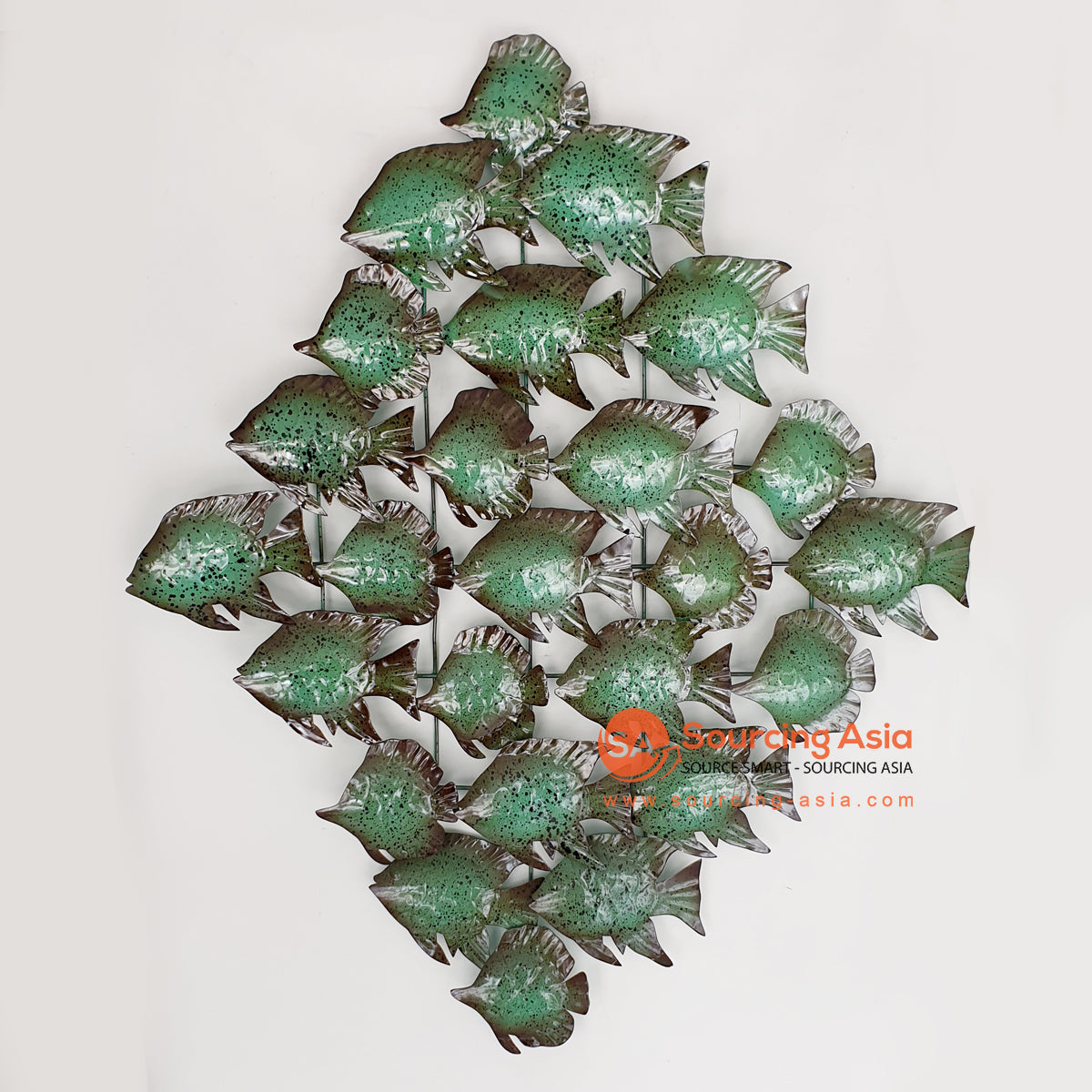 SARSH027 DARK GREEN METAL FISHES WALL DECORATION