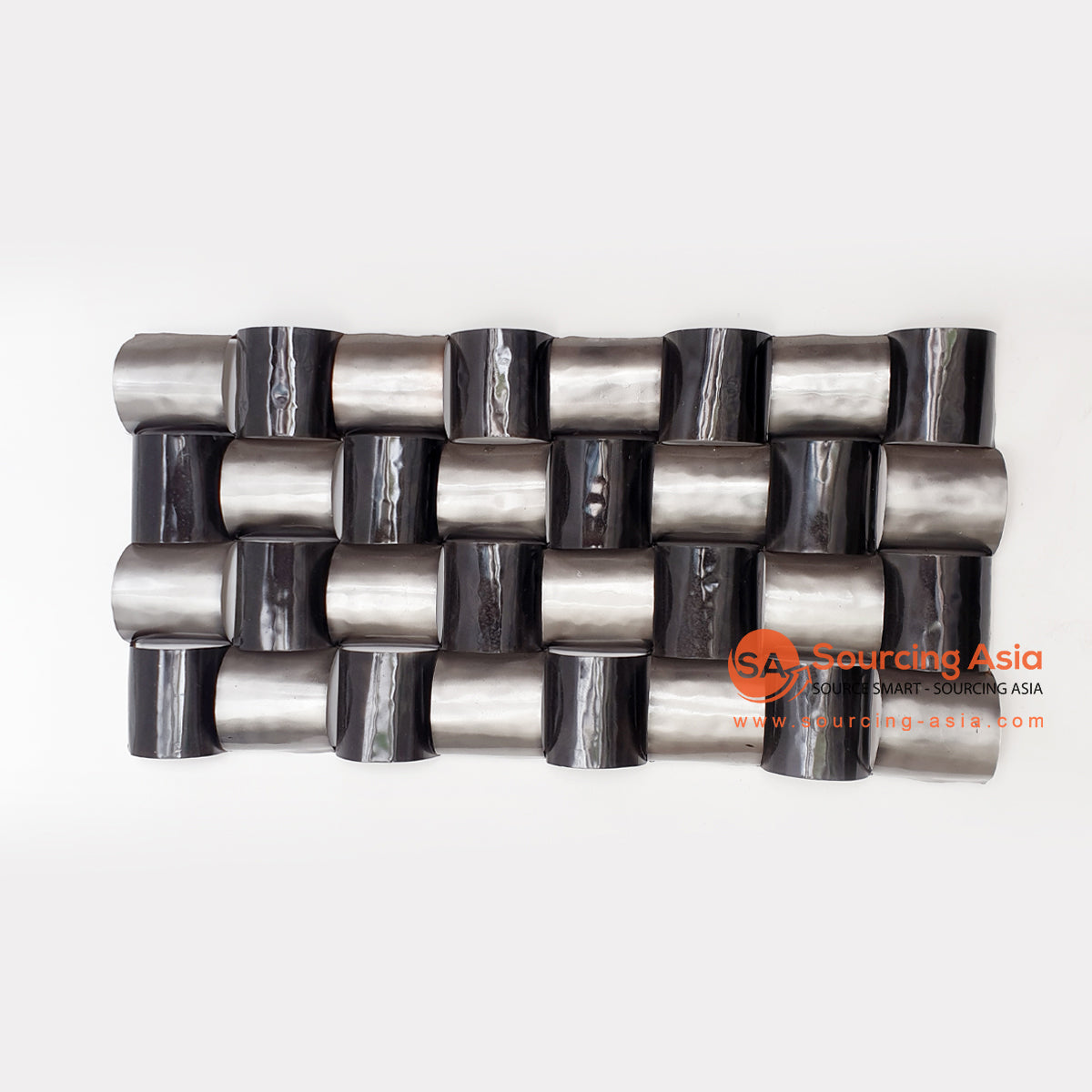 SARSH030 BLACK AND SILVER METAL WOVEN DESIGN WALL DECORATION