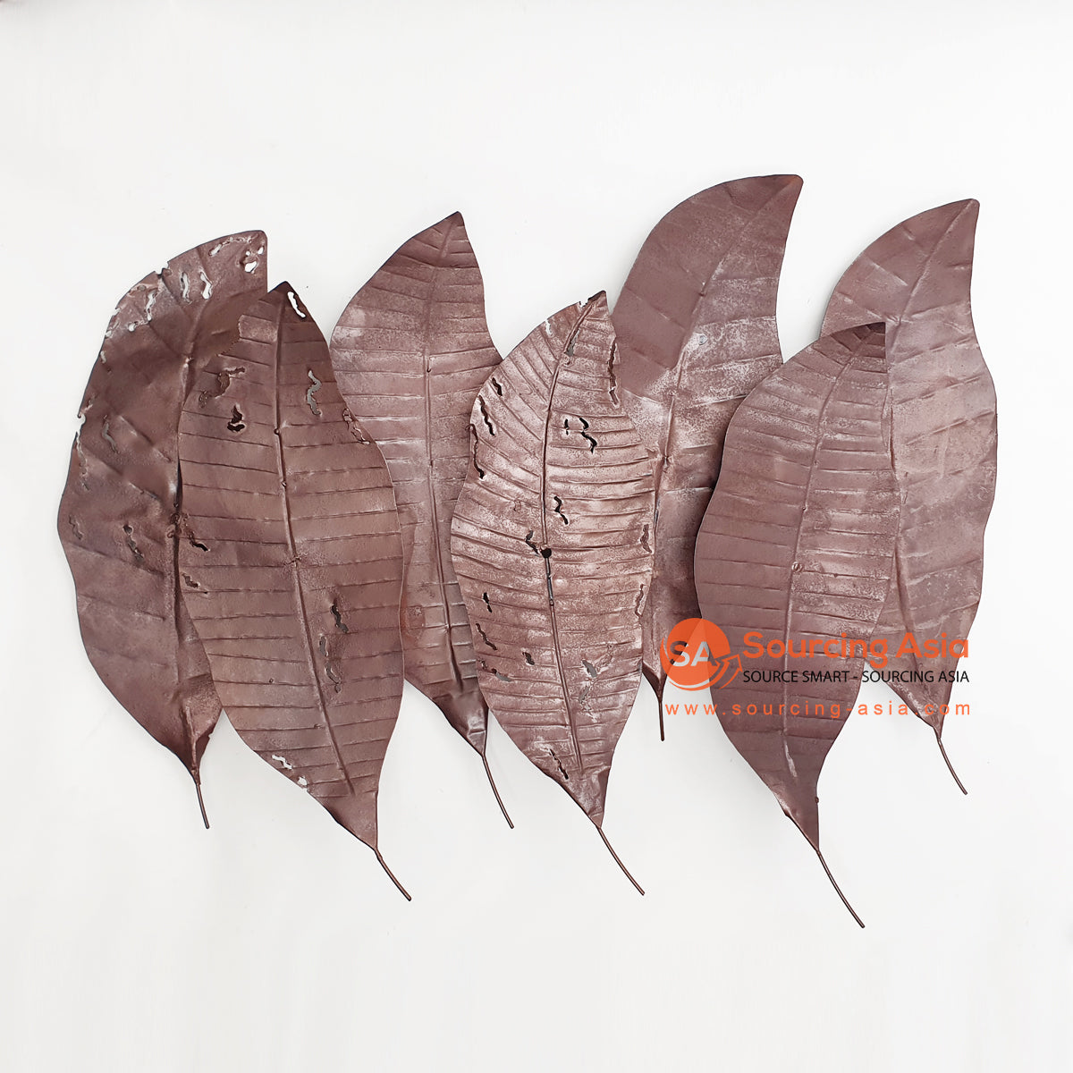 SARSH034 BROWN METAL DRIED LEAVES DESIGN WALL DECORATION