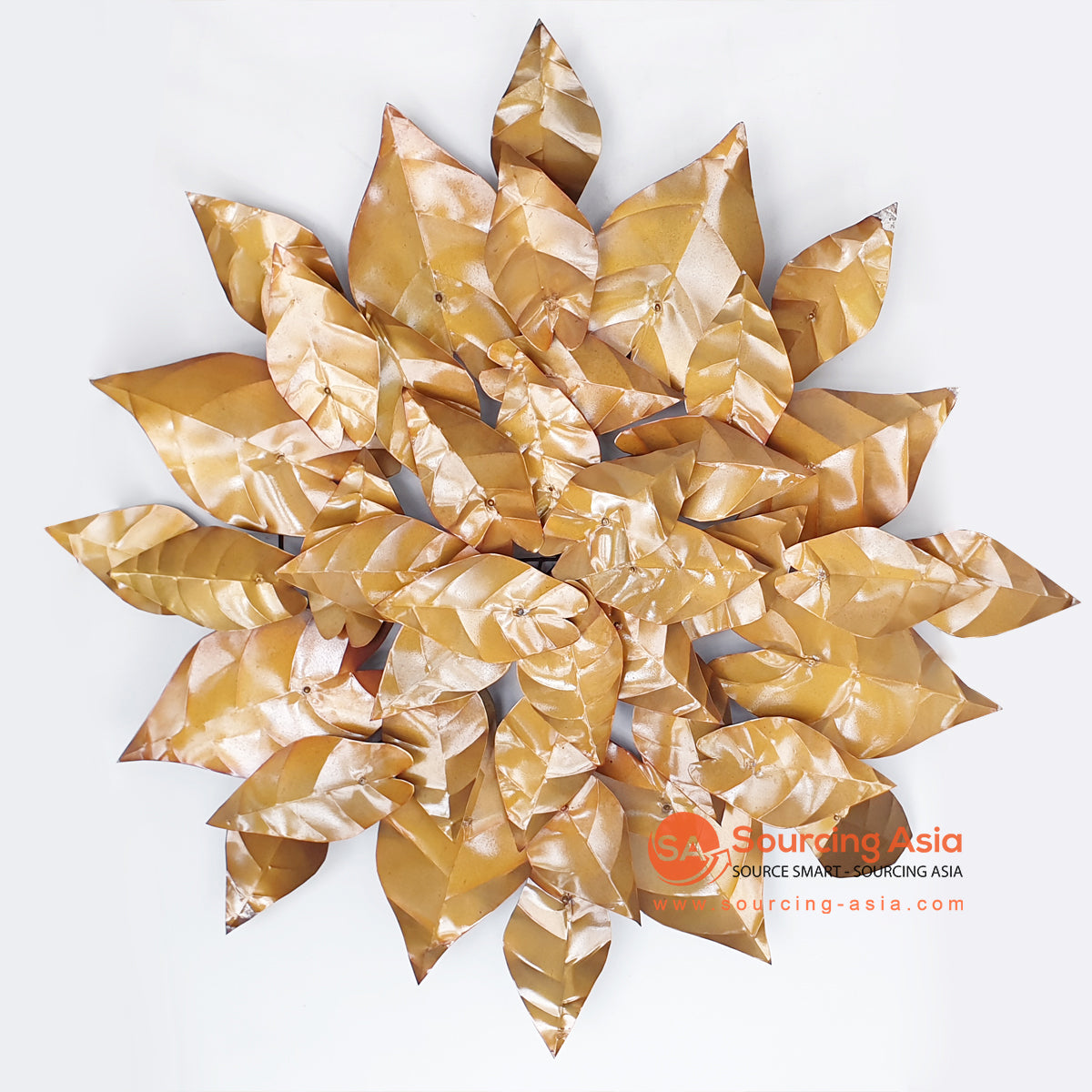 SARSH038 GOLDEN METAL DRIED LEAVES DESIGN WALL DECORATION