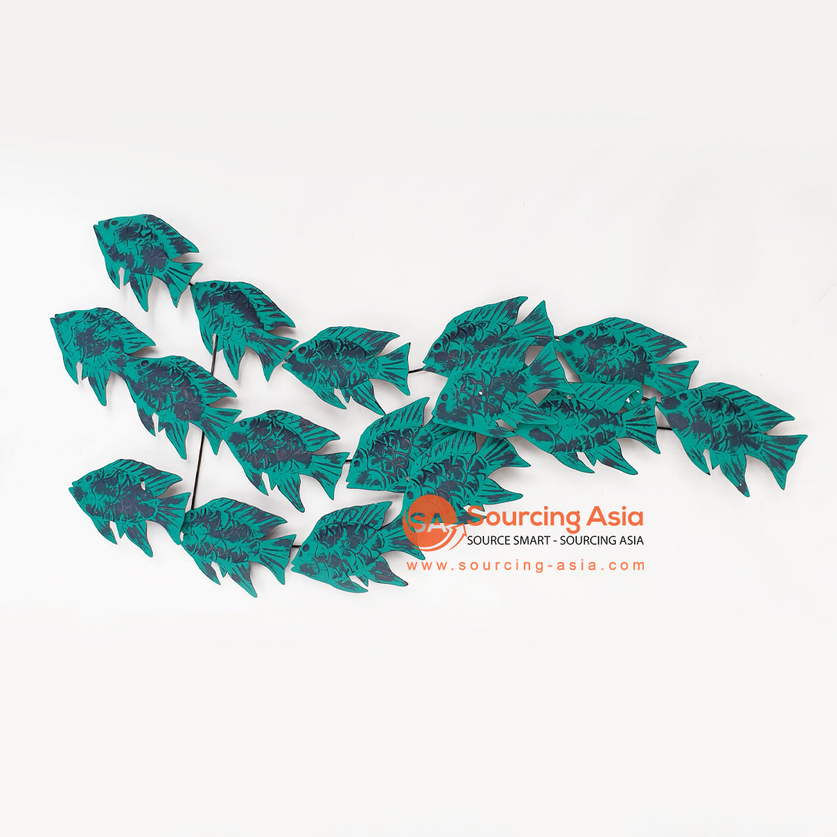 SARSH040 GREEN METAL FISHES WALL DECORATION