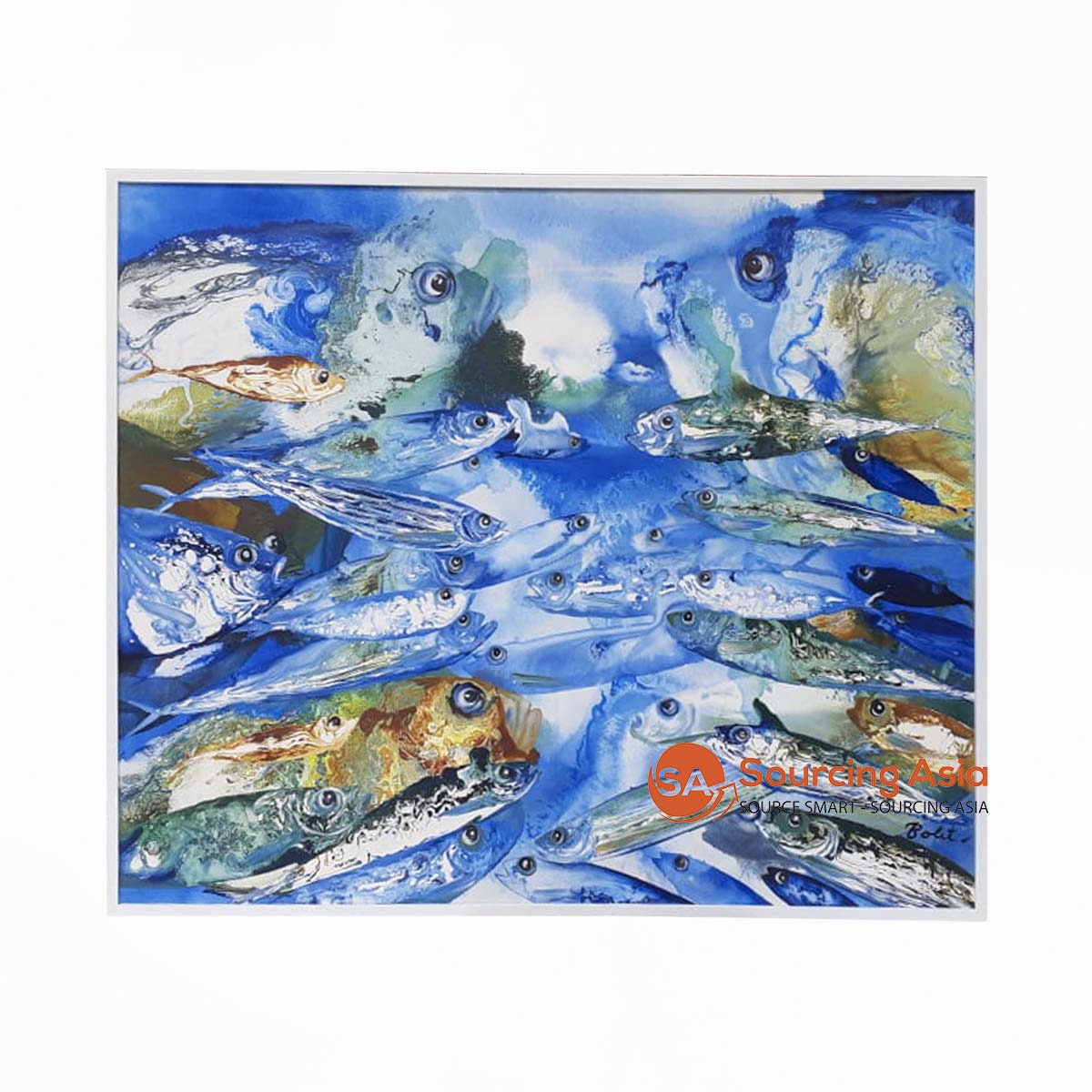 SDL140 FISH PAINTING WITH WHITE FRAME