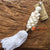 SHL045-5 WHITE COWRIE SHELL KEY RING WITH CREAM GARLAND