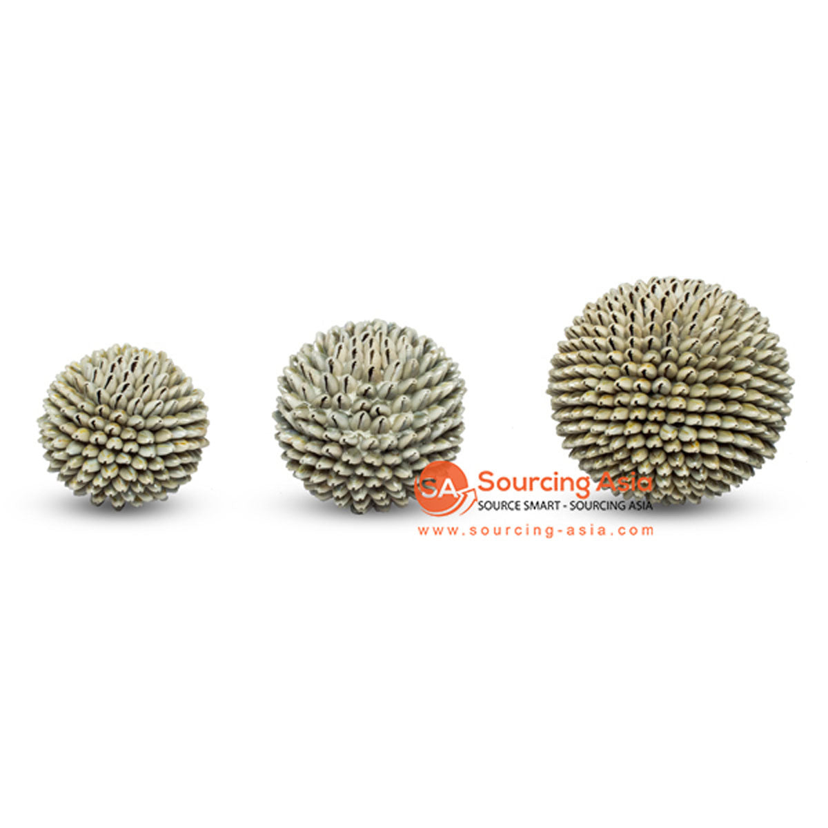 SHL055-2 SET OF THREE SHELL BALLS DECORATION