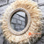 SHL065-1 NATURAL RAFFIA AND TIMBER BEADS ROUND MIRROR