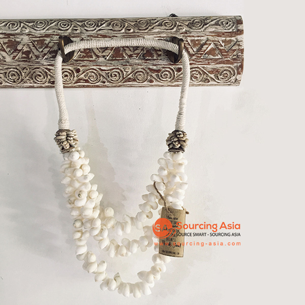 SHL068-13 WHITE SHELL COWRIE NECKLACE HANGING WALL DECORATION