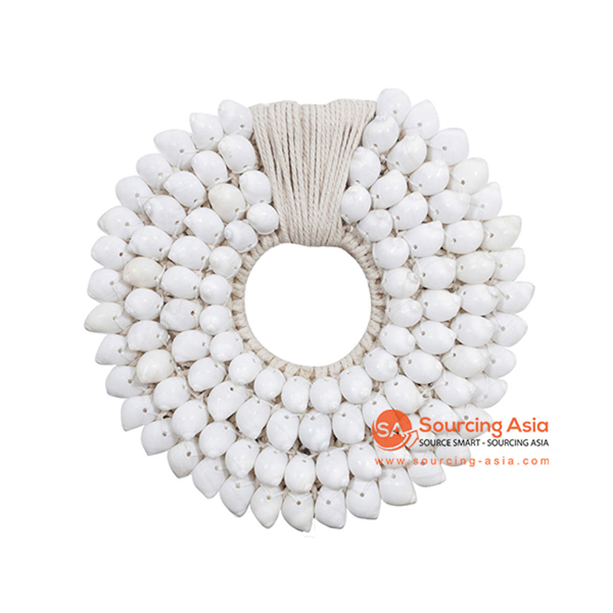 SHL068-8 WHITE SHELL ROUND HANGING WALL DECORATION