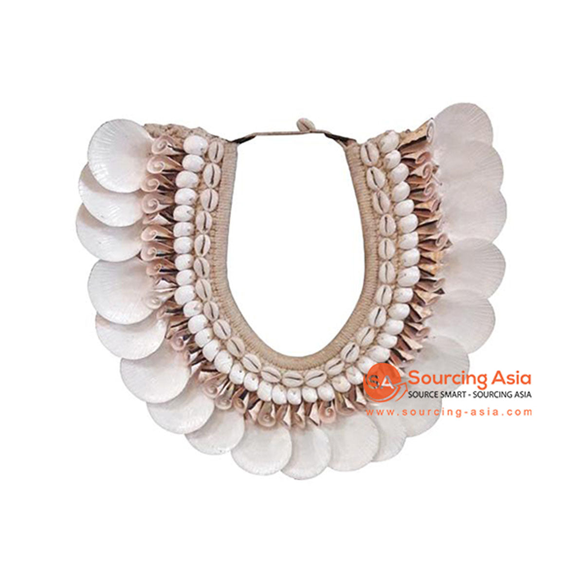 SHL068-9 WHITE AND CREAM SHELL NECKLACE HANGING WALL DECORATION