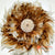 SHL076-4 BROWN AND WHITE FEATHER WITH SHELL JUJU WALL DECORATION