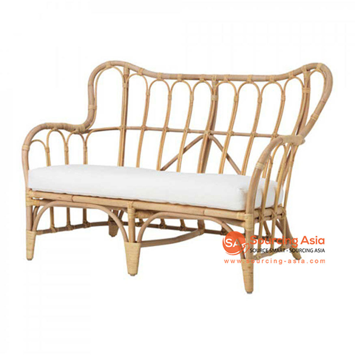 SHL122 NATURAL RATTAN UPHOLSTERED TWO SEATS CHAIR