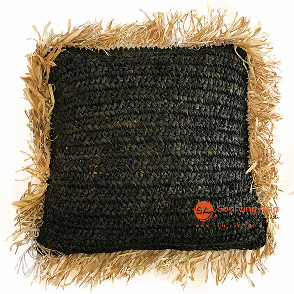 SHL167 NATURAL AND BLACK RAFFIA CUSHION (PRICE WITHOUT INNER)