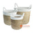 SHL168-8 SET OF THREE NATURAL MENDONG BASKETS WITH WHITE EDGES