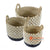 SHL168-9 SET OF THREE NATURAL AND BLACK SEAGRASS BASKETS WITH MACRAME