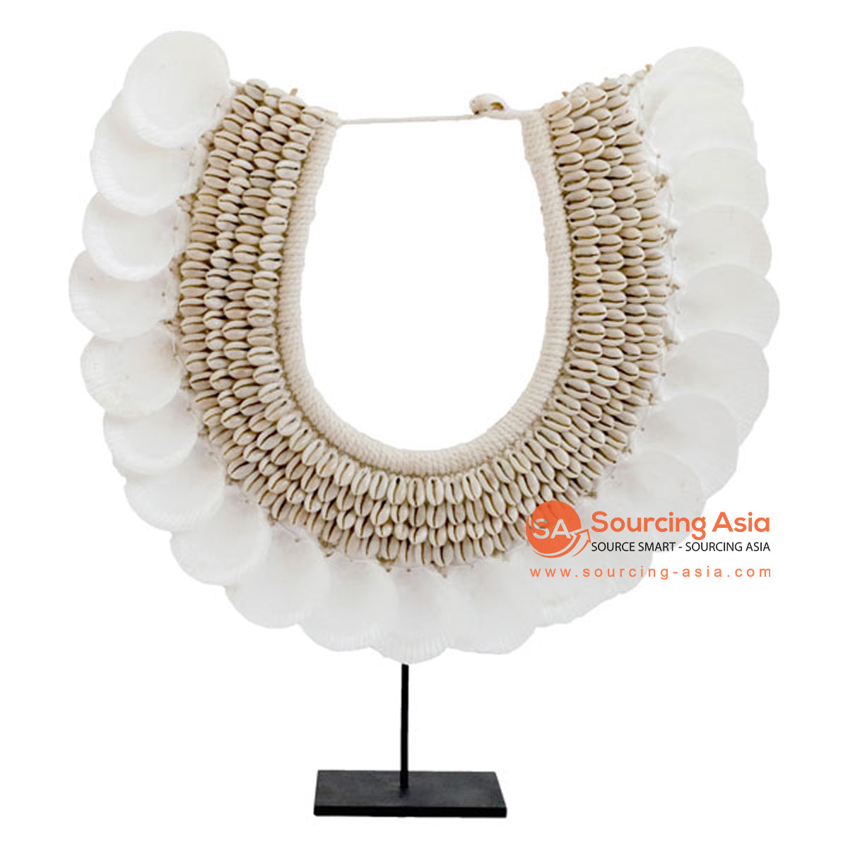 SHL169-1 NATURAL SHELL NECKLACE ON STAND DECORATION