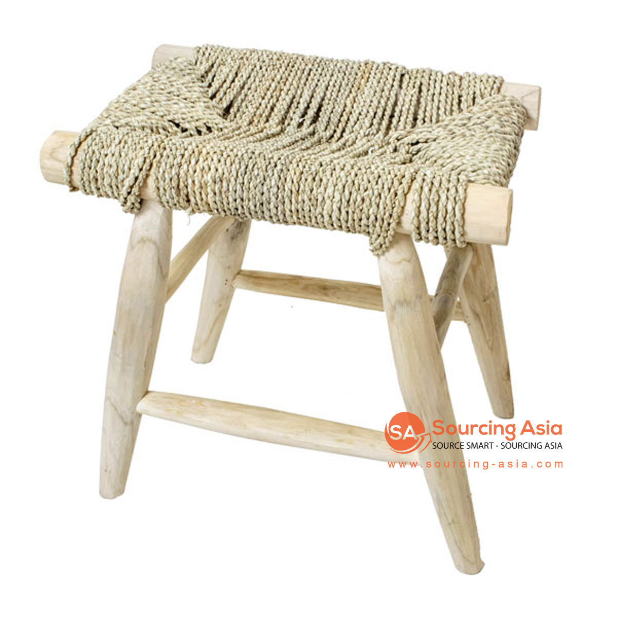 SHL180-2 NATURAL TEAK WOOD STOOL WITH SEAGRASS SEAT